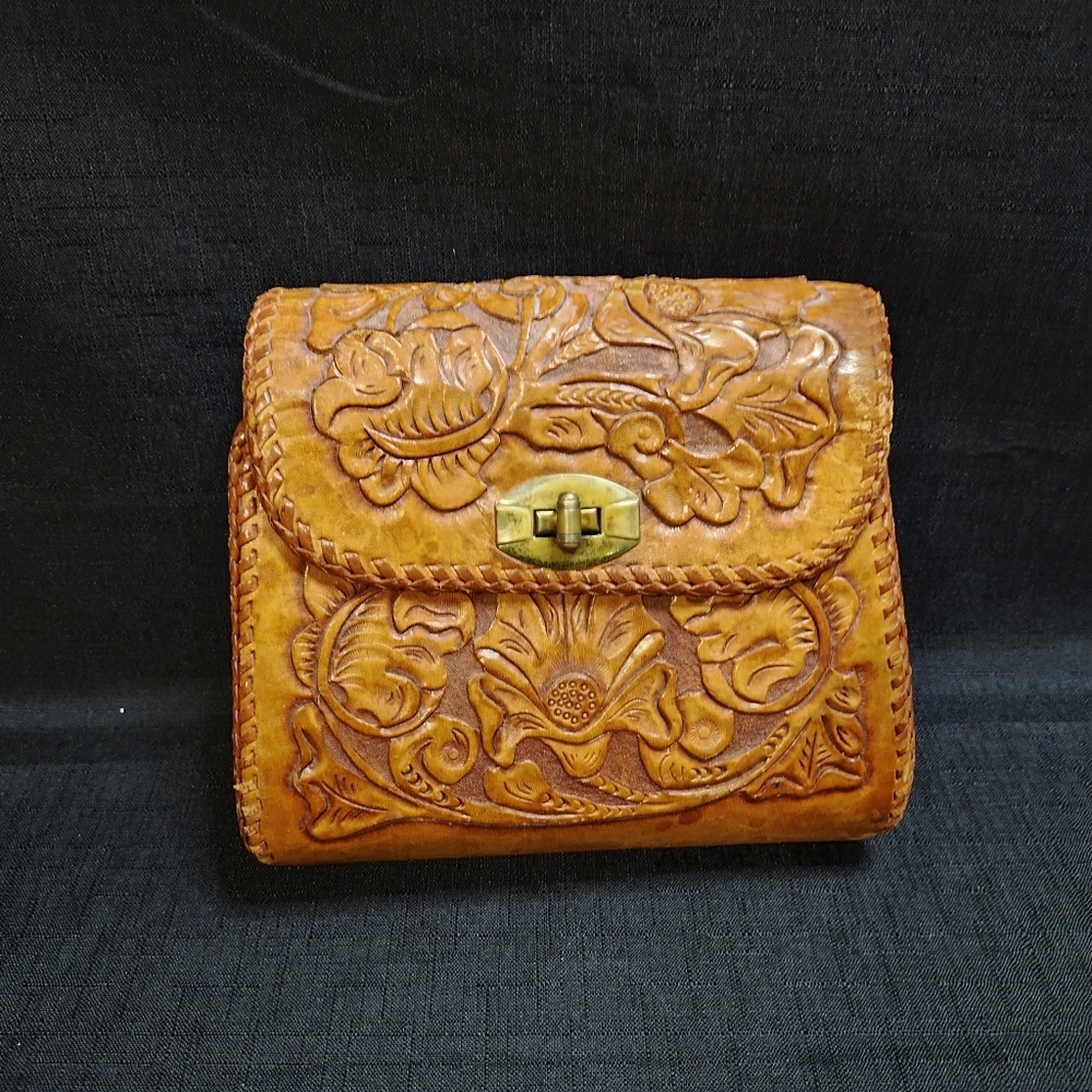 Vintage Handcrafted Leather Floral Bag